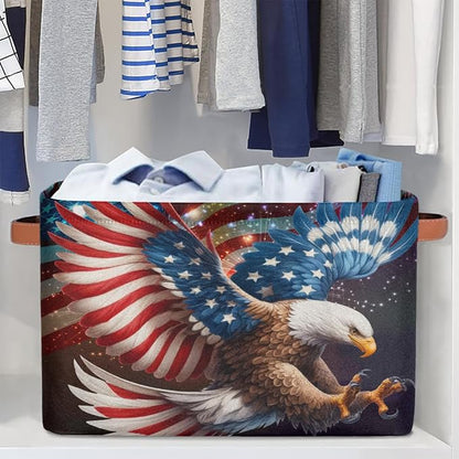 Pardick Basket Storage Bins American Flag Eagle Rectangle Cube Basket Box Kids - Image 5