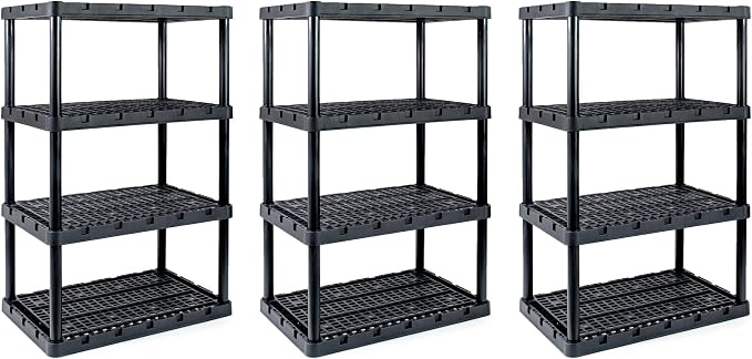 Gracious Living 3 Pack XL Heavy-Duty Storage Shelves, Knect-A-Shelf 4-Shelf by GraciousLiving
