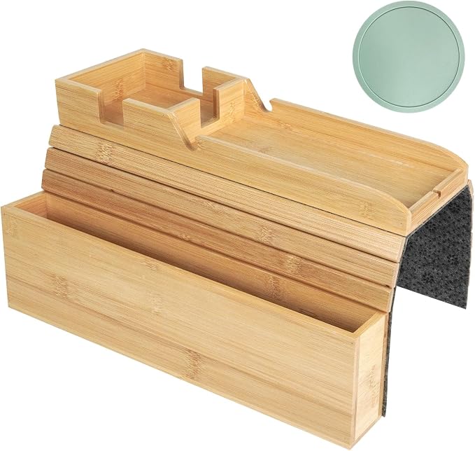 Bamboo Foldable Couch Arm Tray Storage Caddy - Image 9