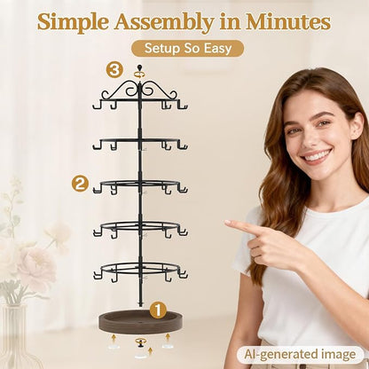 MODOWEY Earring Holder Organizer Rotating Display Tree Rack, 50 Hooks Earring - Image 7