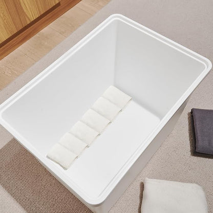 White Storage Bins with lids, Office stackable Plastic Boxes Set of 4, Garage - Image 4