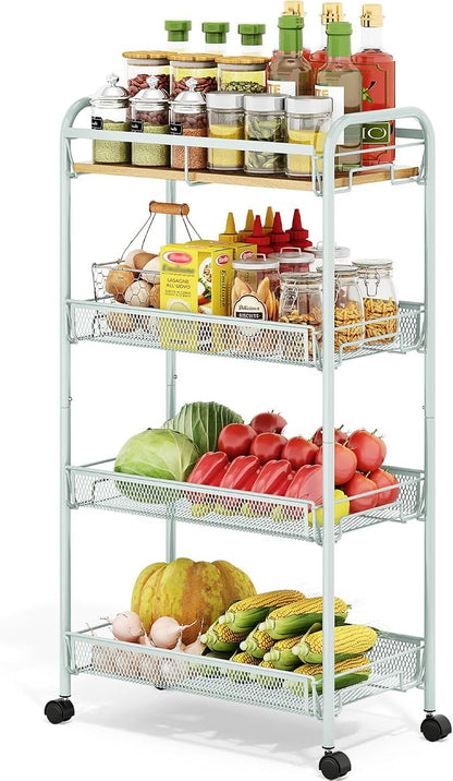 TOOLF 4-Tier Rolling Cart, Metal Utility Cart, Slide Out Storage Cart by TOOLF