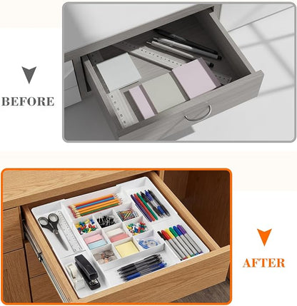 Briwooody 2 Pcs Large Expandable Acrylic Drawer Organizers, Grid Adjustable - Image 6
