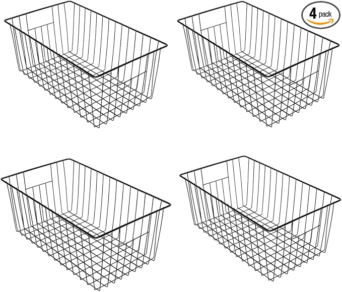 16inch Freezer Wire Storage Organizer Baskets, Refrigerator Metal Bins by lonpute