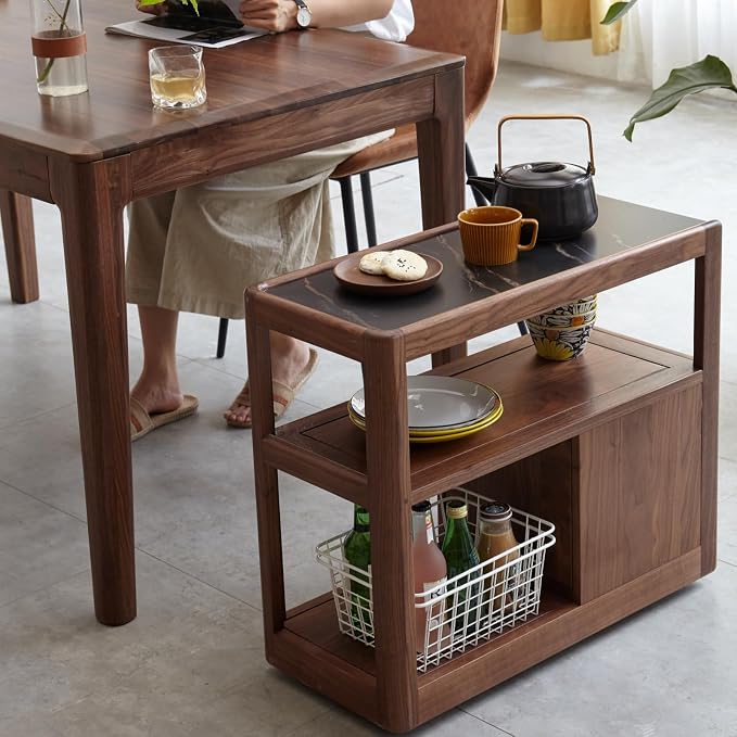 Solid Wood End Table with Storage Drawers, Narrow Side Table - Image 7
