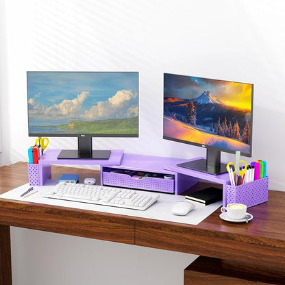 Spacrea Metal Desk Organizers and Accessories, Dual Monitor Stand Riser - Image 4