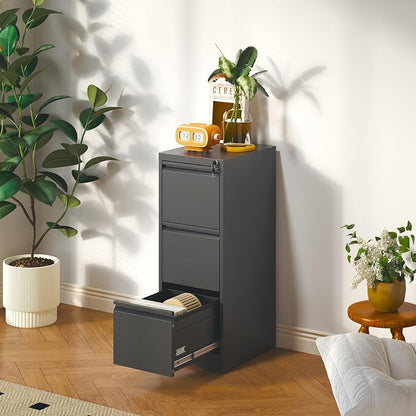 3 Drawer File Cabinet with Lock, Vertical Metal Filing Cabinet - Image 8