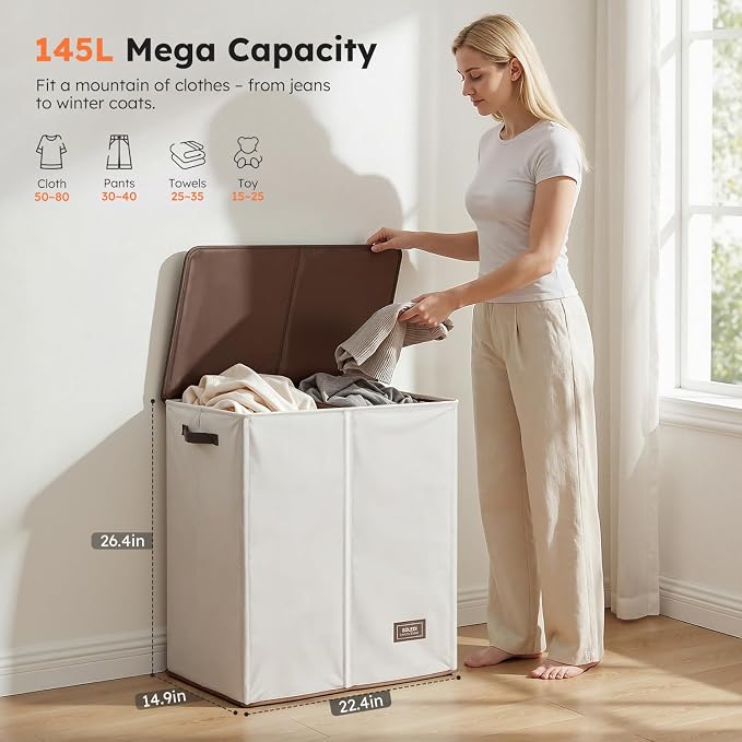 SOLEDI Luxury Double Laundry Hamper - Image 2