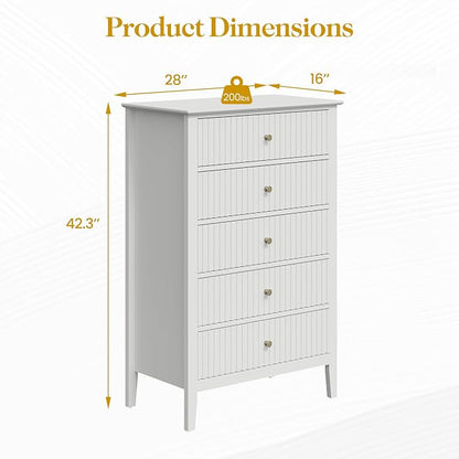 RoyalCraft White Fluted 5 Drawer Dresser - Image 2