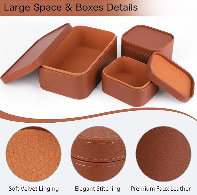 HofferRuffer Faux Leather Decorative Storage Boxes, Dust proof Storage Shelf - Image 4