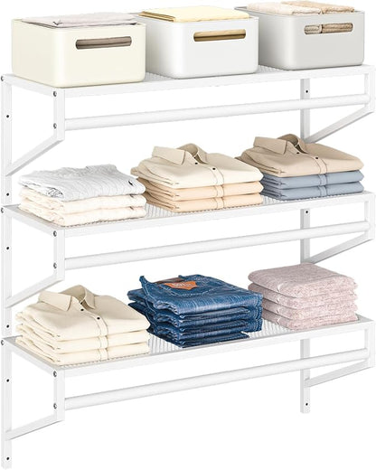 ThreeHio 3 Pack Closet Shelves Wall Mounted, 2.7 ft x 11.8in Wire Closet Shelf by ThreeHio