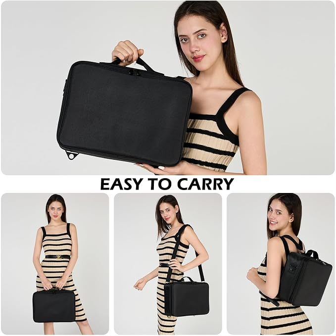 gzcz Large Capacity Travel Makeup Train Case, Professional Cosmetic Bags - Image 6