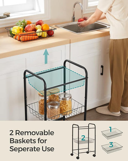 SONGMICS 3-Tier Metal Rolling Cart on Wheels - Image 6