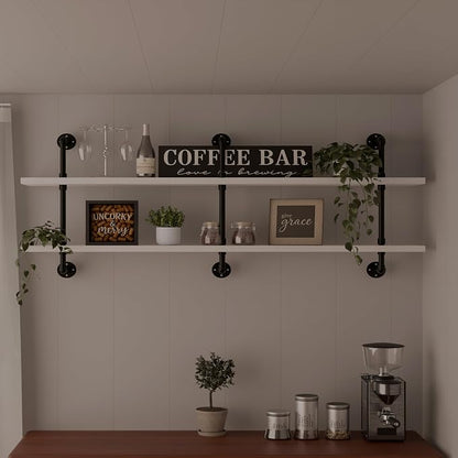 HDDFER Industrial Pipe Shelving Rustic White Pipe Wall Shelves Industrial by industrialpipeshelving
