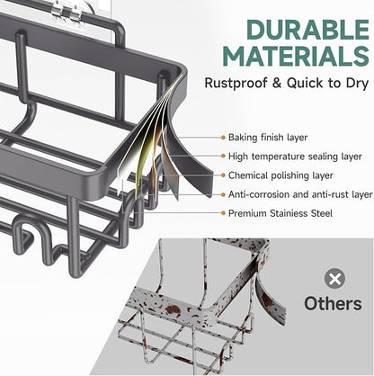 Veken Rustproof & Waterproof Shower Caddy 6-Pack, No Drilling Adhesive Shelves - Image 4