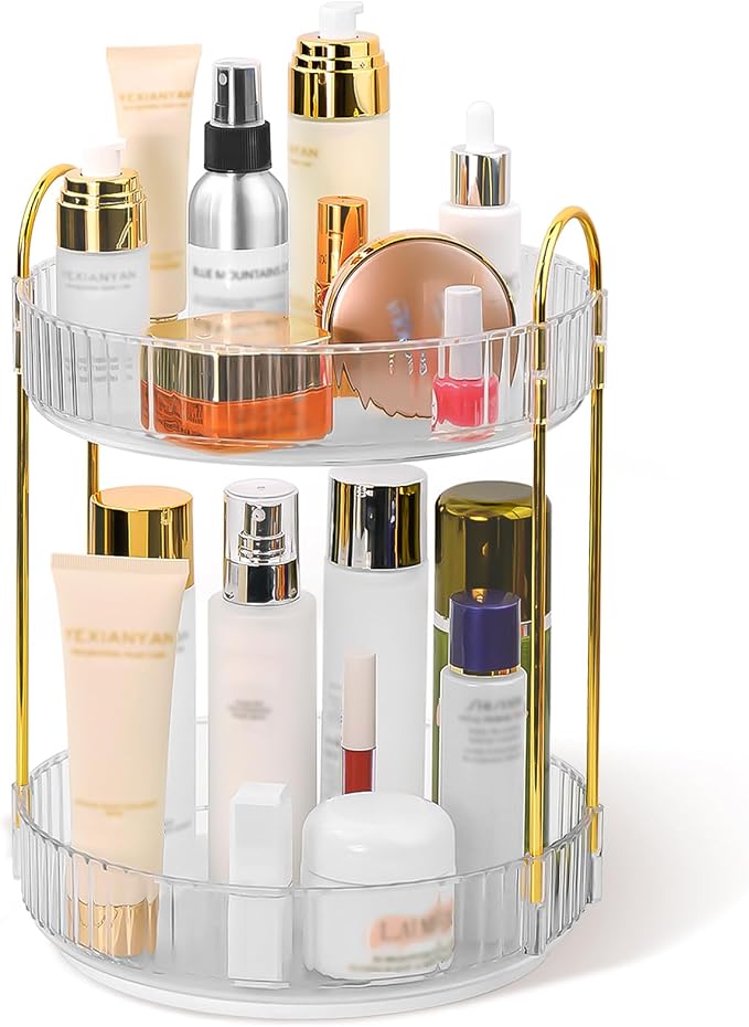 360 Spinning Makeup Organizer, Rotating Bathroom Makeup Holder Rack, Large by LAZYBISON