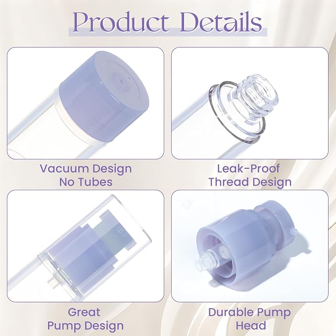 1oz 30ml Airless Pump Bottles, Refillable Leak Proof Travel Pump Bottle - Image 3
