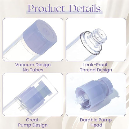 1oz 30ml Airless Pump Bottles, Refillable Leak Proof Travel Pump Bottle - Image 3