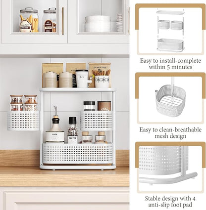 KINGRACK 3-Tier Rotating Bathroom Organizer, Countertop Vanity Tray, Spice Rack - Image 3