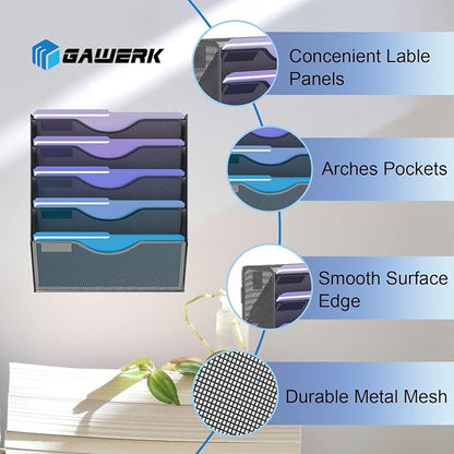 5 Tier Hanging Wall File Organizer, Mesh Mail Paper Orgnization Hanging File - Image 3