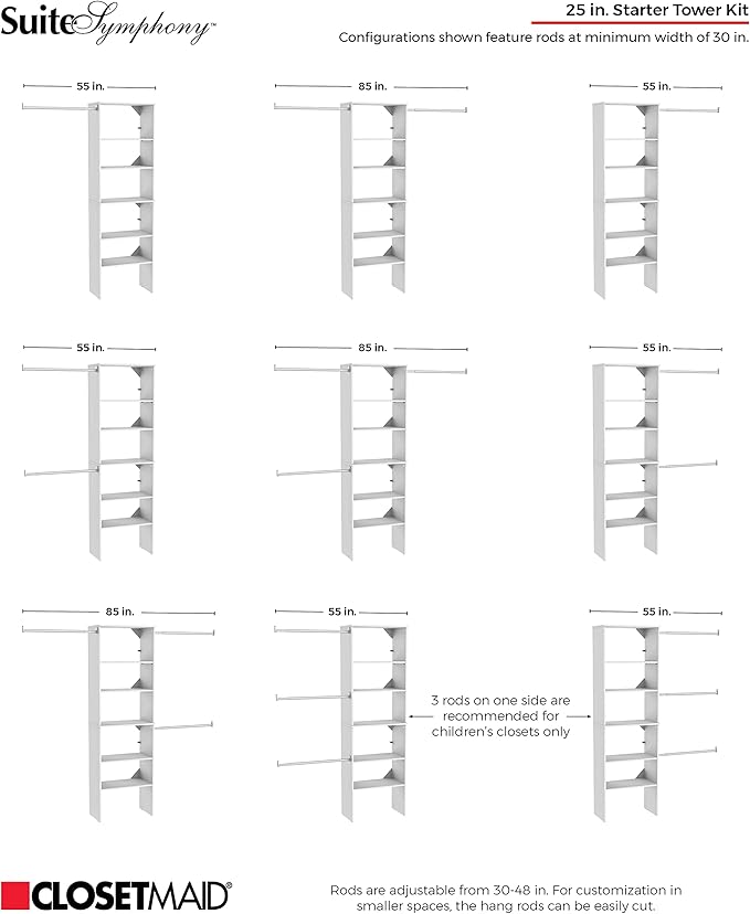 ClosetMaid SuiteSymphony Wood Closet Organizer System, 25-Inch Starter Kit - Image 5