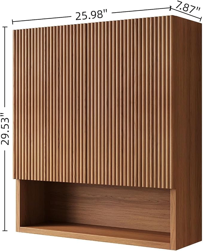 Brown Oak Bathroom Wall Cabinet - Image 3