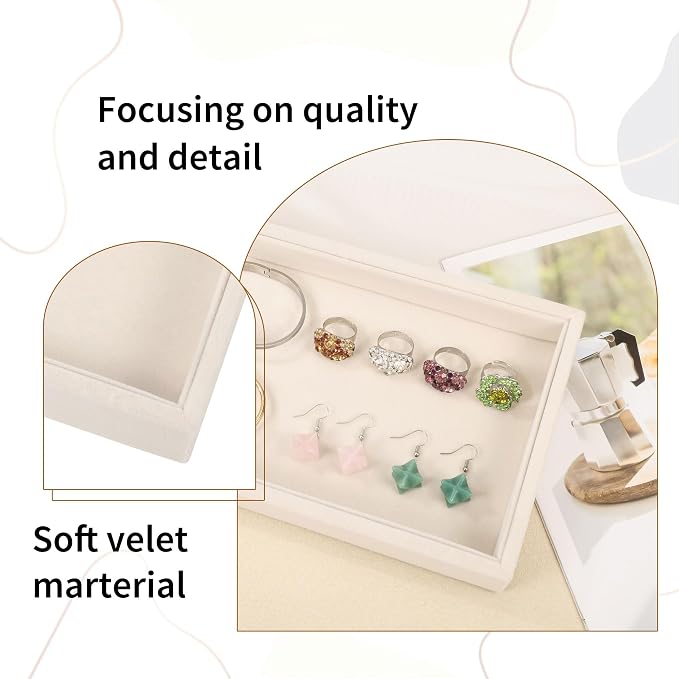Mornajina 9" x 5.7" Velvet Jewelry Tray Jewelry Display Tray, Stackable Empty - Image 5