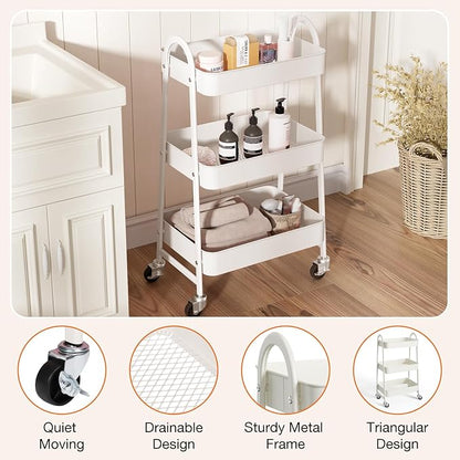 NEWBULIG 3-Tier Metal Rolling Cart - Image 2