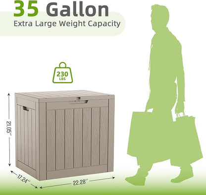 Vixzen 35 Gallon Deck Boxes Outdoor Waterproof, Lockable Resin Storage Box - Image 2