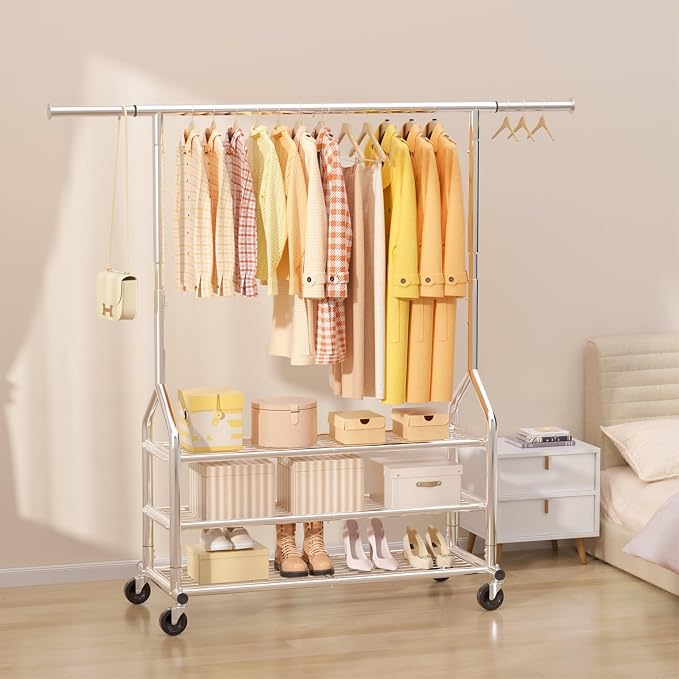 EAGMAK Heavy Duty Clothes Rack Load 688 LBS, Rolling Clothing Rack - Image 7