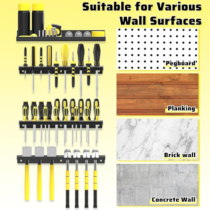 Wall Mount Screwdriver Organizer, Pliers Holder, Hammer Rack, Metal Storage - Image 7
