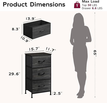WLIVE Small Dresser Nightstand for Bedroom, 3 Drawers, Compact nightstand - Image 3