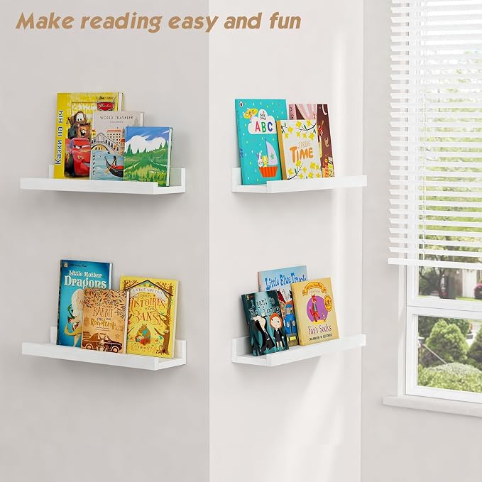 Forbena White Picture Ledge Shelf, Floating Shelves - Image 4