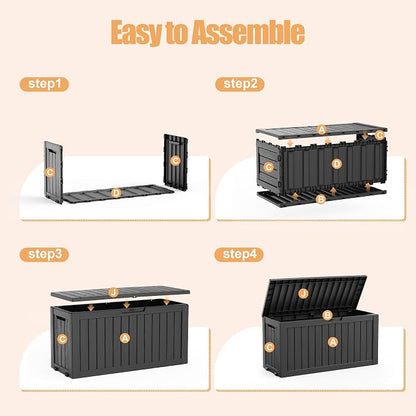 Outdoor Storage Box, 100 Gallon Resin Deck Box, Lockable Indoor Outdoor - Image 7