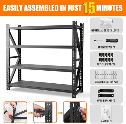 6000LBS 4 Tier Garage Storage Shelves, Heavy Duty Adjustable Storage Rack - Image 5