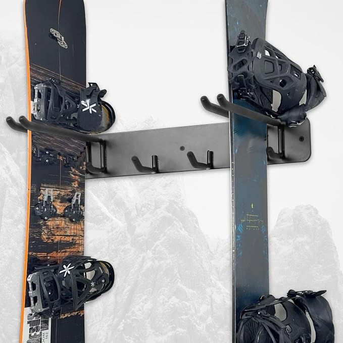 Wall Mount Ski Storage Rack, Garage Snowboard Storage Organizer 8 Pairs Metal - Image 3