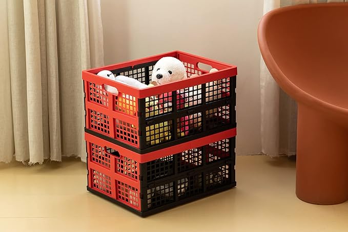 Eslite 34L Large Plastic Folding Storage Crates, Collapsible Crates - Image 6