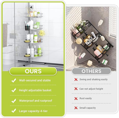 Aitatty Standing Shower Caddy Corner: 4-tier Rustproof Shower Organizer Shelf - Image 3