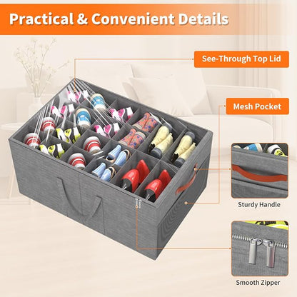 Aokeyee 2 Pack Shoe Organizer for Closet, Large Shoe Storage Box Fits up to 48 - Image 4