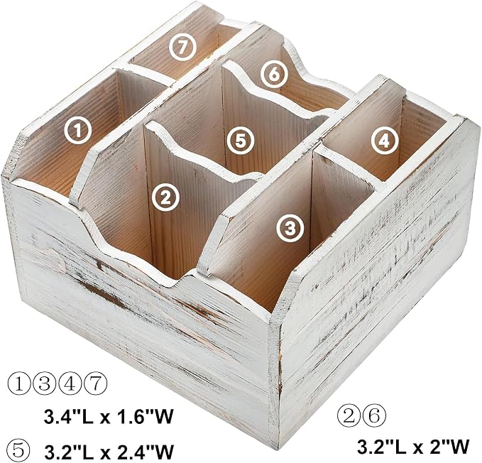 yarlung Vintage Rotating Remote Control Holder, Shabby Chic White Wooden Office - Image 3