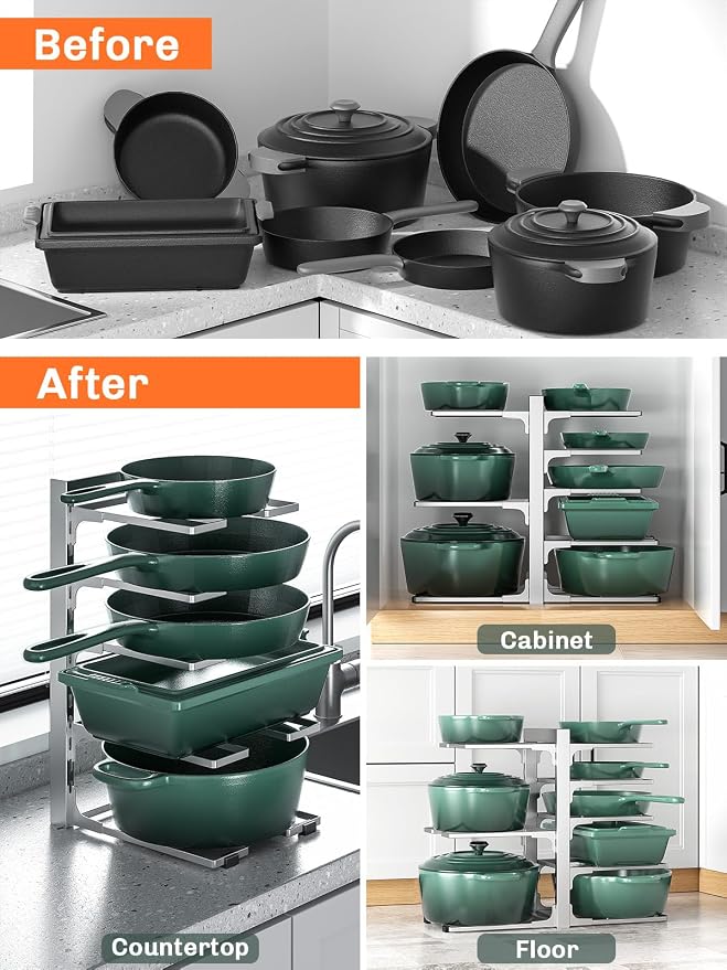 MUDEELA 8-Tier Pots and Pans Organizer under Cabinet, 15.83" Height Heavy Duty - Image 7