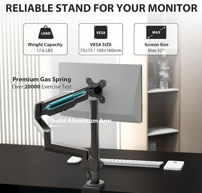 EUREKA ERGONOMIC Single Monitor Desk Mount, Adjustable Gas Spring Monitor Arm - Image 4