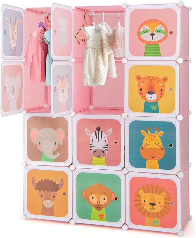 HONEY JOY Kids Wardrobe Closet, Baby Cartoon Clothes Storage Organizer by HONEYJOY