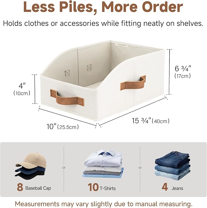 StorageWorks Closet Baskets for Organizing, Trapezoid Storage Bins, Linen - Image 6