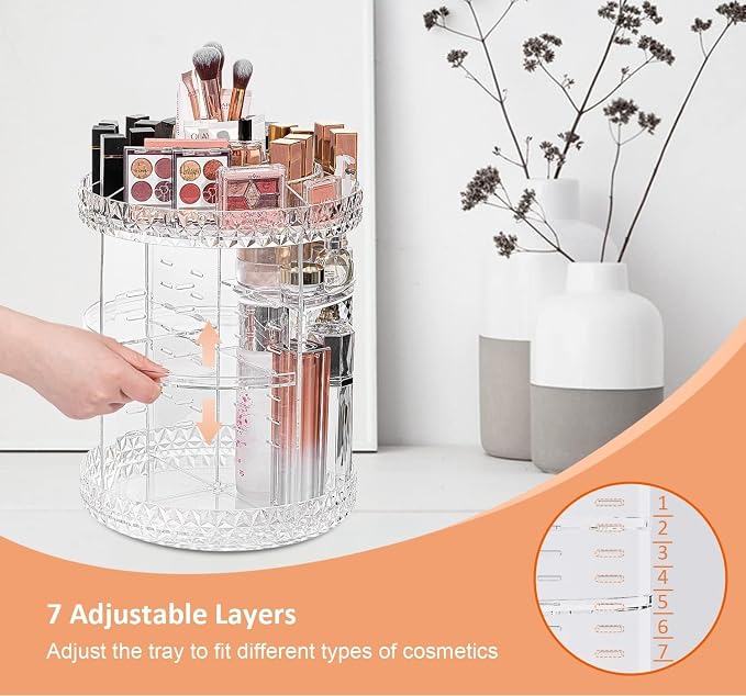 ZHIAI 360 Rotating Makeup Organizer, Large Capacity Cosmetics Organizer - Image 5