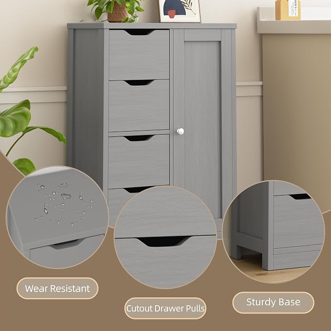 Walsunny Bathroom Floor Storage Cabinet, Wooden Storage Organizer - Image 3