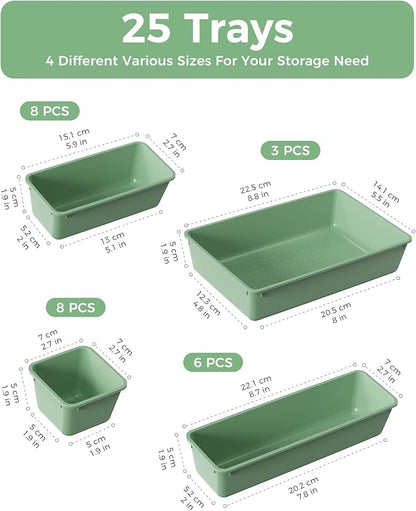 BiuLeon 25 PCS Plastic Drawer Organizers Set, 4-Sizes Vanity and Makeup - Image 2