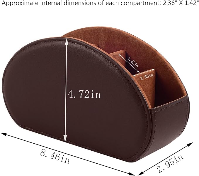Tv Remote Holder Tray with 5 Compartment, PU Leather Remote Control Holder/Caddy - Image 4