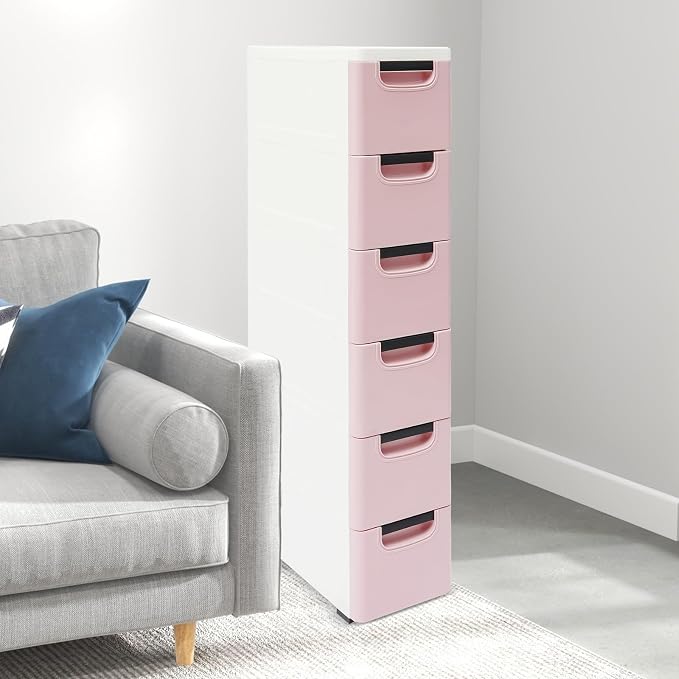 6 Drawers Narrow Slim Plastic Storage Cabinet, Storage Drawer - Image 5