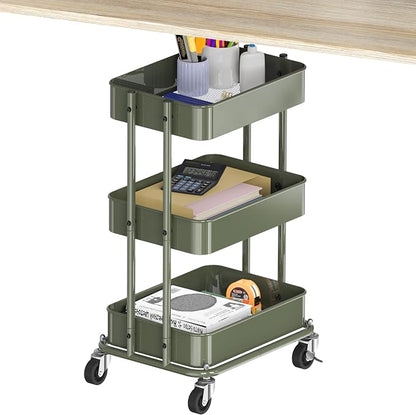Simple Houseware 3-Tier Compact Utility Rolling Cart, Low 24” Height Fits Under by SimpleHouseware